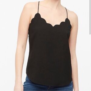 J. Crew  Black Scallop Trim  Camisole Top  Size 2